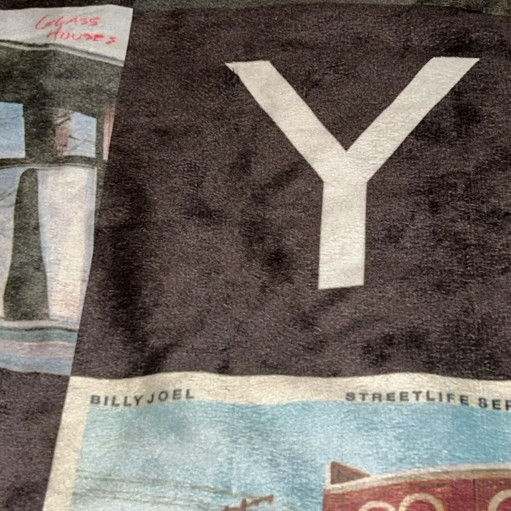 Billy Joel Album Cover Throw Blanket Collectible Patchwork Edition Sherpa